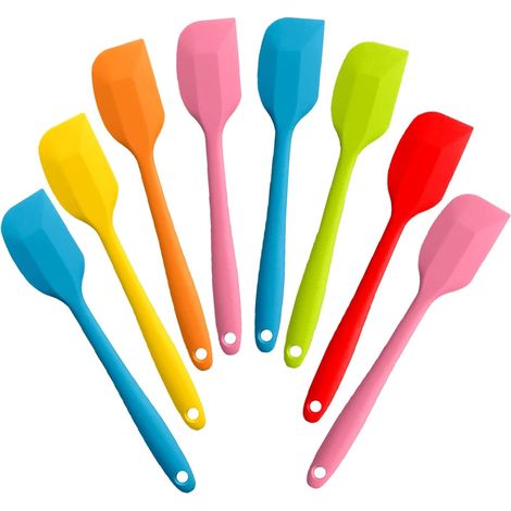 8 Pieces Silicone Spatulas,8.5 inch Non-stick with Stainless Steel Core,Heat Resistant-500℉, Food Grade Dishwasher Safe, for Mixing,Cooking,Baking (Mixed color)