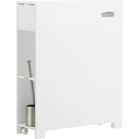 Estantería Estrecha para Nichos para Baño Armario Móvil Multifuncional de Almacenaje Mueble Auxiliar con 2 Cajones y 4 Ruedas 60 x 20 x 75 Blanco BZR111-W SoBuy ES (1/5)