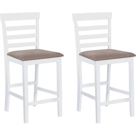 Lot de 2 Chaises de bar Tabourets de bar - Tabouret Haut Blanc Tissu BV844406 - BonneVie (1/5)