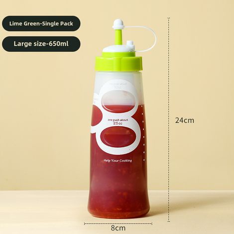 Bouteille Confiture Plastique Alimentaire – 650ml – Goulot Pointu – Vert Citron – Anti-Poussière (1/5)