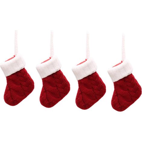 Ensemble unique de couverts en chaussette de Noël, 4 pochettes : fourchettes, cuillères, porte-couverts, chaussettes à vaisselle décoratives (1/5)