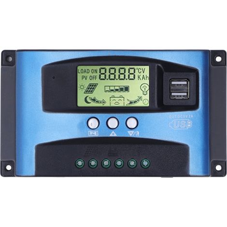 Régulateur de charge solaire MPPT 40A 12V/24V avec écran LCD automatique, contrôleur photovoltaïque intelligent pour panneaux solaires (1/5)