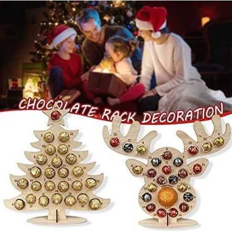 Présentoir à chocolat - - Sapin de Noël - Bois - 37 x 33 x 0,8 cm - Décoration intérieure (1/4)