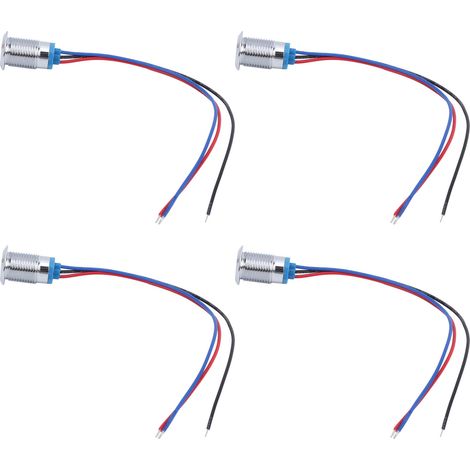 4 jeux de LED rondes précâblées étanches bicolores, cathode commune 12 mm 3-6 V (rouge et bleu) (1/5)