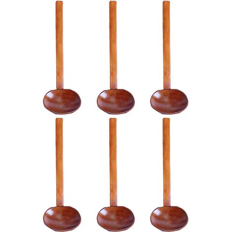 Lot de 6 Cuillères à Soupe Ramen Japonaises en Bois avec Long Manche Octogonal Antidérapant Ustensiles Cuisine Asiatiques pour Soupe Raviolis et Porridge Nettoyage Facile (1/5)