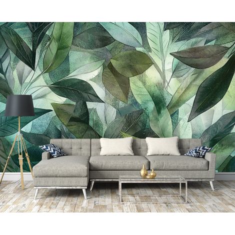 Vlies Fototapete Blätter 300x210 cm, Tapeten, für Wohn und Schlafzimmer, Vliestapete Wandtapete Tapete 3D Effekt- inkl. Kleister - Tropisch Botanisch Natur grün, WallArena (1/4)