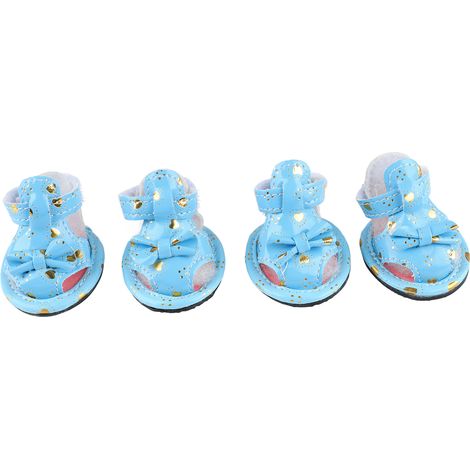 Sandales pour chiens, respirantes, antidérapantes, conception à nœud réglable, chaussures d'été imperméables pour animaux de compagnie avec sangle à crochet et boucle, bleu, Type 3 (1/5)