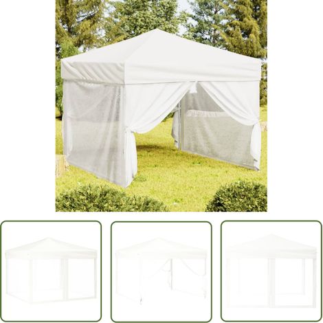 The Living Store Tente de réception pliable avec parois Blanc 3x3 m - Tents Pliables - Abri Jardin - Gazebo - Parasol - Chapiteau Pliable (1/5)