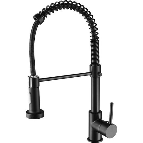 Robinet de cuisine extractible en laiton, mitigeur eau chaude/eau froide, avec bec chromé à double mode. (1/5)