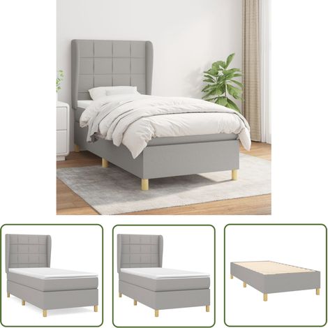 The Living Store Sommier à lattes de lit avec matelas Gris clair 90x200 cm Tissu - Lit Plateforme - Lit Double - Matelas Ressorts Ensachés - Literie - Chambre À Coucher (1/5)