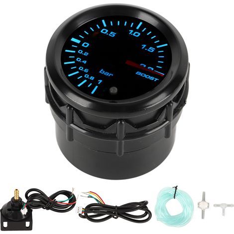 2-Zoll (52 mm) Ladedruckanzeige mit Sensorzeiger, 7-farbiger LED-Hintergrundbeleuchtung, universell für getunte Benzinmotoren (1/5)