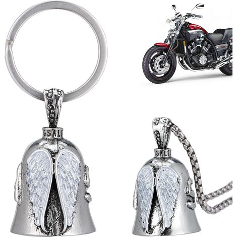 2pcs Clochette Moto Guardian Ride Bell, Guardian Bell Acier Inoxydable Argent, Acier Inoxydable Moto en Forme d'ange Gardien à Suspendre, Angel Biker Guardian Gremlin Bell (1/5)