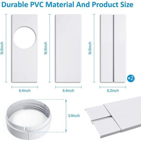 Kit universel pour fenêtres pour tuyaux d'échappement de climatiseur portable, avec raccord, kit de ventilation de climatisation, joint d'étanchéité en PVC réglable, convient aux fenêtres coulissantes (1/3)