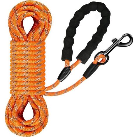 Laisse de Traction pour Chiens, Laisse de Dressage pour Grands et Petits Chiens, Laisse pour Chiens avec dragonne Stable, Crochet à Mousqueton 360°, réflecteurs (Orange, 5M) (1/3)