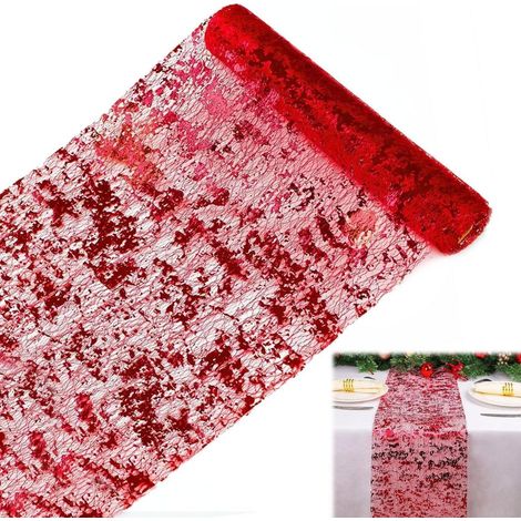 Tischläufer Rot 28x900cm Glänzend mit Metallic-Effekt für Festdeko