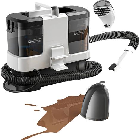 Nettoyant de Tapisserie, Puissance d'Aspiration de 12KPa, Design Portable, Blanc et Noir (1/2)