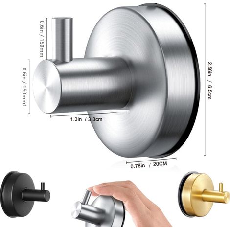 Ganci a ventosa in acciaio inox senza foratura - Argento, set da 4