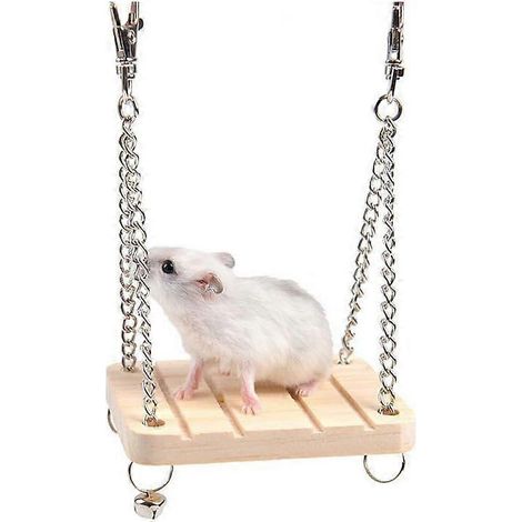 Maison en bois pour hamster, jouet en bois pour hamster, écureuil, souris, balançoire pour petit animal de compagnie, hamac en bois, plateforme suspendue pour perroquet, suspension en bois (1/5)