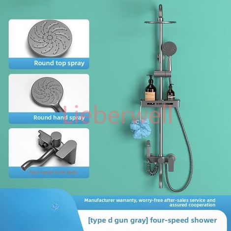 Ensemble de douche gris pistolet, Spray supérieur de salle de bains avec douche pressurisée, ensemble complet haut de gamme, mode moderne, équipement de salle de bain, ensemble de douche (1/5)