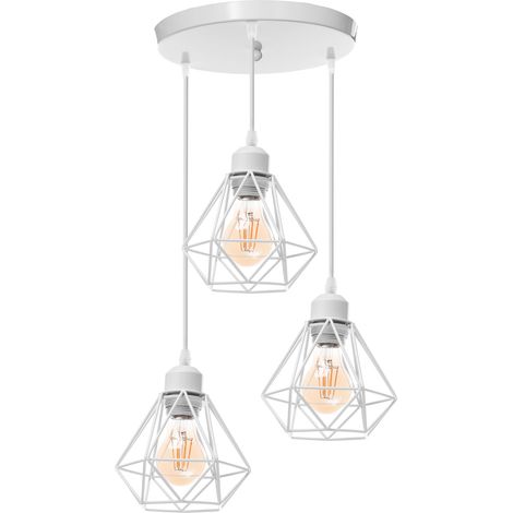 Modern Minimalist Ceiling Light Ø16CM Metal Pendant Light, Vintage 3 Lights Retro White Indoor Pendant Lights For Living Room Bedroom Restaurant