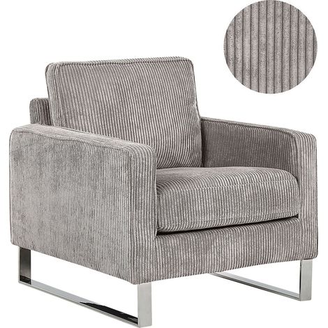 Sillón de tela de pena gris patas plateadas estilo retro Vind (1/5)