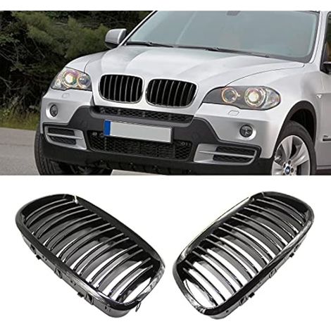 Grilles de rein de course avant noir brillant à double lamelle Grille de Sport adaptée pour BMW X5 X6 E70 E71 2007-2013 pièce de rechange d'accessoires de voiture (1/4)