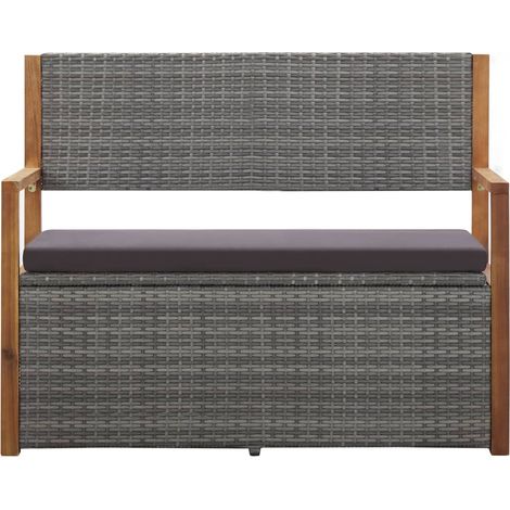 Banc de jardin avec rangement - Banquette 115 cm Résine tressée et bois d'acacia Gris fr9025 - Maison La Vie (1/5)