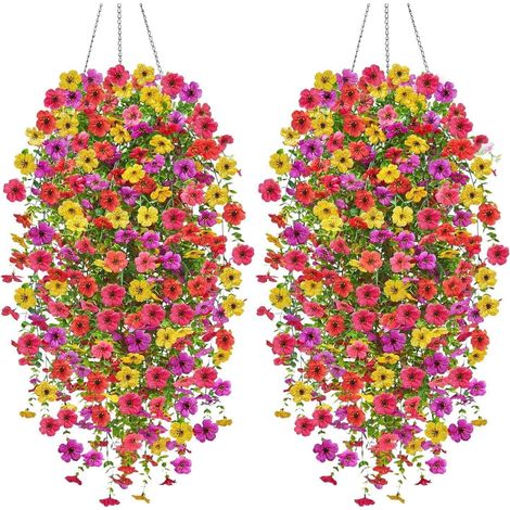 Fleurs artificielles suspendues 2 pièces 2 pièce pour une utilisation intérieure extérieur (1/5)