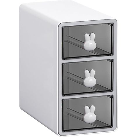 Boîte de rangement de bureau empilable à 3 tiroirs, boîte de rangement cosmétique transparente à plusieurs niveaux, idéale pour les produits de beauté de bureau. (1/5)