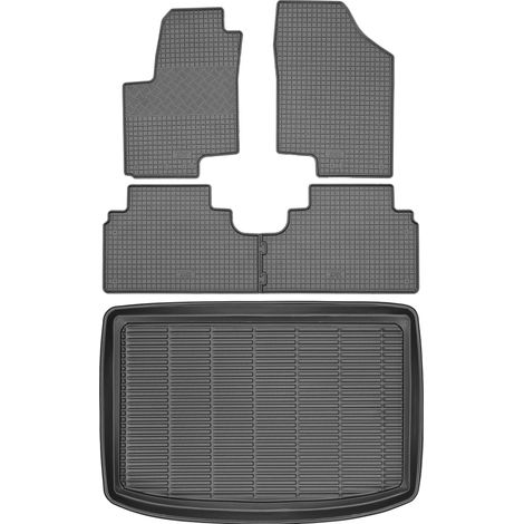 Set di tappetini in gomma per auto e tappetino per bagagliaio per Hyundai ix20 Minivan dal 2010 al 2017.