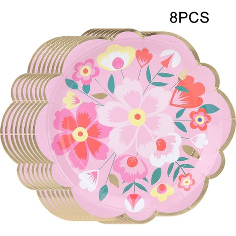 Assiettes en Papier à Motifs Fleuris pour Goûter, Événements et Fêtes (1/5)