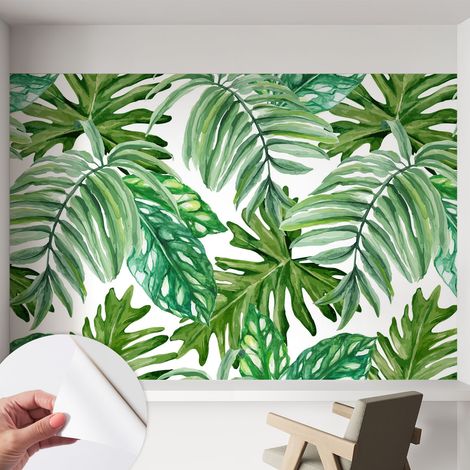 Papier peint autocollant adhésif installation rapide du papier peint durable et résistante Feuilles exotiques 152x104 cm (1/5)
