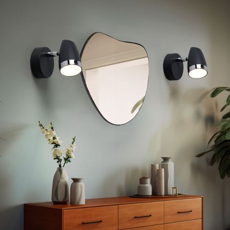 Wandstrahler beweglich LED Schlafzimmerlampe anthrazit Wandlampe Wohnzimmerleuchte Leselampe, 4W 280lm warmweiß, BxH 8 x 13,5 cm, 2er Set