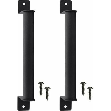 LaBlanc - 2 Pcs Poignée de Porte de Grange en Acier Carbone Durable Porte Style Grange Rétro Poignée de Porte Coulissante Anti-corrosion avec Vis pour Portes de Grange Coulissantes Placard - Noir (1/5)