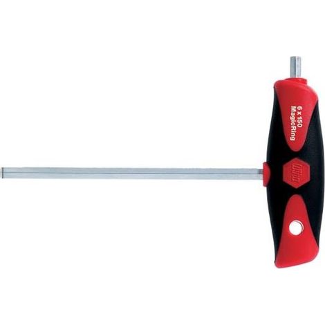 WIHA Chiave a brugola con impugnatura a T ComfortGrip Testa esagonale MagicRing con lama laterale, cromatura opaca (26138) 6 x 150 mm