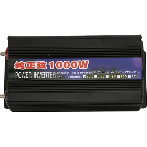 Convertisseur de tension 1000 W à onde sinusoïdale pure, convertisseur élévateur, affichage numérique unique pour voiture et maison, DC12V vers AC220V (1/5)