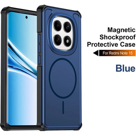 (Bleu, Redmi Note 15 Pro 4G) Étui de protection magnétique givré luxueux et durable, offrant une protection complète contre les chutes. (1/5)