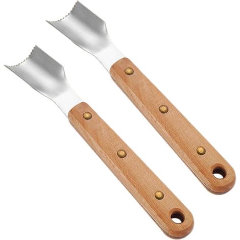 Égrenage facile du maïs. Manche ergonomique en bois de hêtre pour plus de confort. Grilles à maïs pour barbecue extérieur (2 pièces). (1/5)