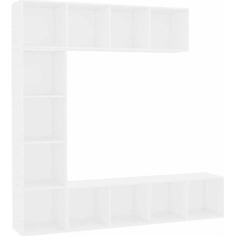 Maison Exclusive - Set Mobili Libreria/Porta TV 3 pz Bianco 180x30x180 cm (1/5)