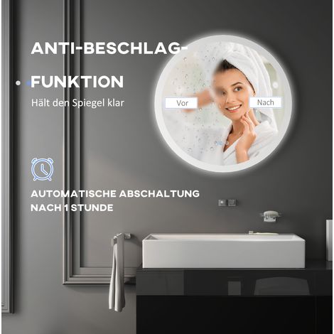 Miroir de salle de bain mural éclairé Ø70 cm avec 3 températures de lumière et fonction anti-buée IP44 (1/5)