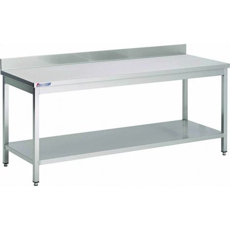 Table Inox Centrale (P)500 X (H)850 Mm Avec Dosseret 1 Tablette Intermédiaire Aisi 430 - Prodirest