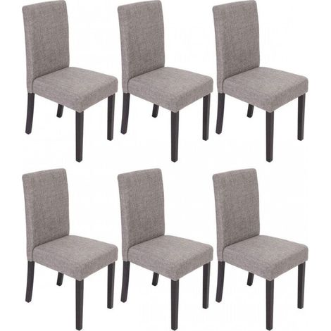 Décoshop26 – Lot de 6 chaises de salle à manger en tissu gris – Assise rembourrée – Pieds en bois massif laqué – Hauteur d'assise 45 cm – CDS04228 (1/5)