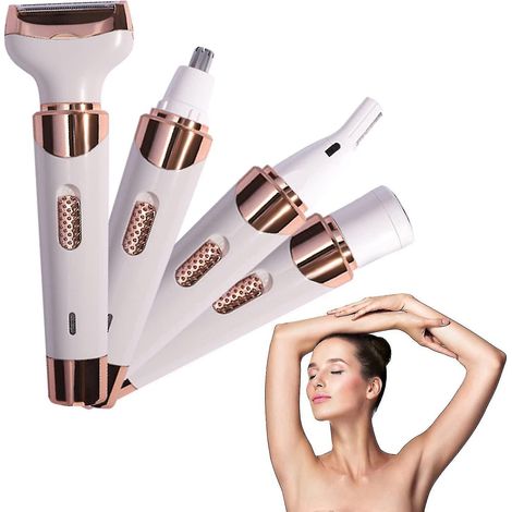 Tondeuse à sourcils et épilateur visage sans fil pour femmes, rasoir à sourcils et épilateur visage 4 en 1, rasoir visage et corps indolore pour sourcils et lèvres (1/5)