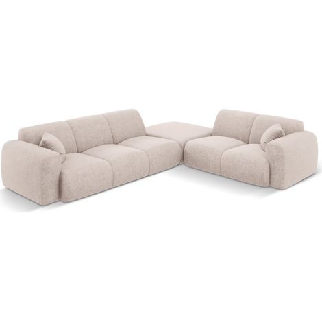 Canapé d'angle droit 4 places en chenille beige (1/5)