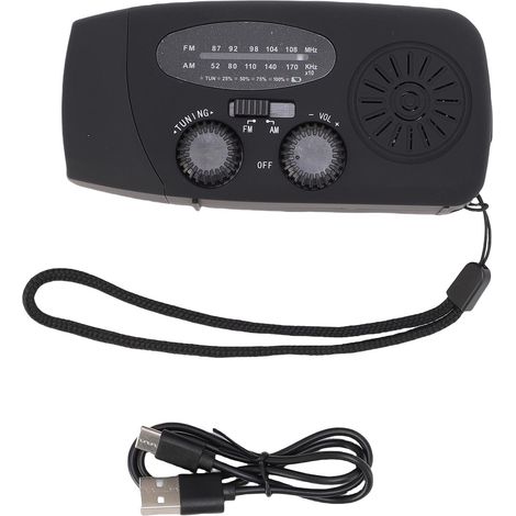 Ortviai Radio d'urgence solaire et manivelle avec lampe LED, récepteur AM/FM/NOAA et power bank 2000 mAh (1/5)