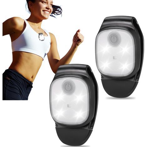 Lumières de Course à Clip, 2 Pièces Bracelets Réfléchissants, LED Lampe de Poitrine, Lampe Frontale 4 Modes d'éclairage pour Course de Nuit, Coureurs, Joggers, Camping, Promenades de Chiens