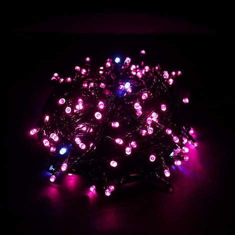 Guirlande lumineuse rose de 20 m avec 200 LED bicolores sur câble vert et 8 modes d'éclairage, idéale pour une utilisation intérieure et extérieure à Noël. (1/5)