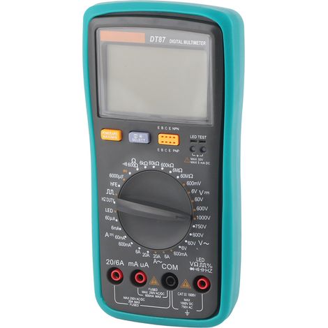 Multimètre DT87, 6000 points, AC/DC, Voltmètre, Ampèremètre, Ohmmètre, Capacité, Fréquence, Rapport cyclique, Test de diodes (1/5)