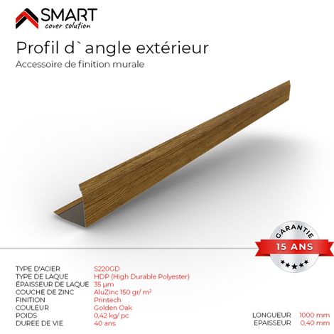 Bravo The Smart Solution – Profil d'angle extérieur tôle bac acier – Toiture et couverture – Coloris golden oak – Longueur 1m – Solution esthétique durable (1/2)