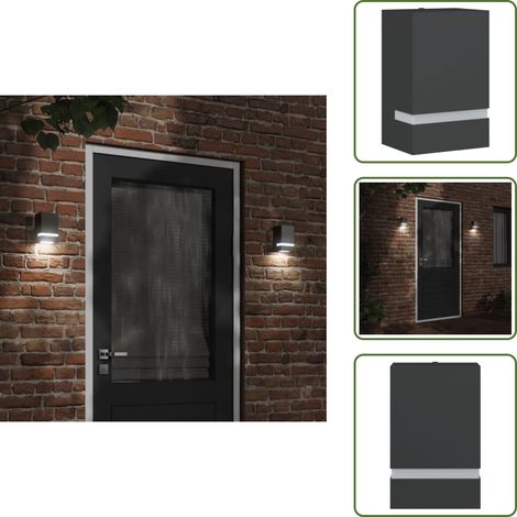 The Living Store Applique murale d'extérieur noir acier inoxydable - Applique Murale Exterieure - Éclairage Extérieur - Luminaire Mural - Lampadaire Extérieur - Lumière Extérieure (1/5)